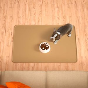 Large, thick silica gel pet bed mat rolled up for storage