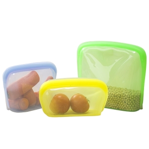 stand-up silicone storage bag – wide base design stands upright for easy filling, reusable & leak-proof for liquids like soups/sauces.