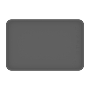 Close-up of a non-slip, easy-wipe dog crate tray, showing its perfect fit inside a standard wire dog crate.